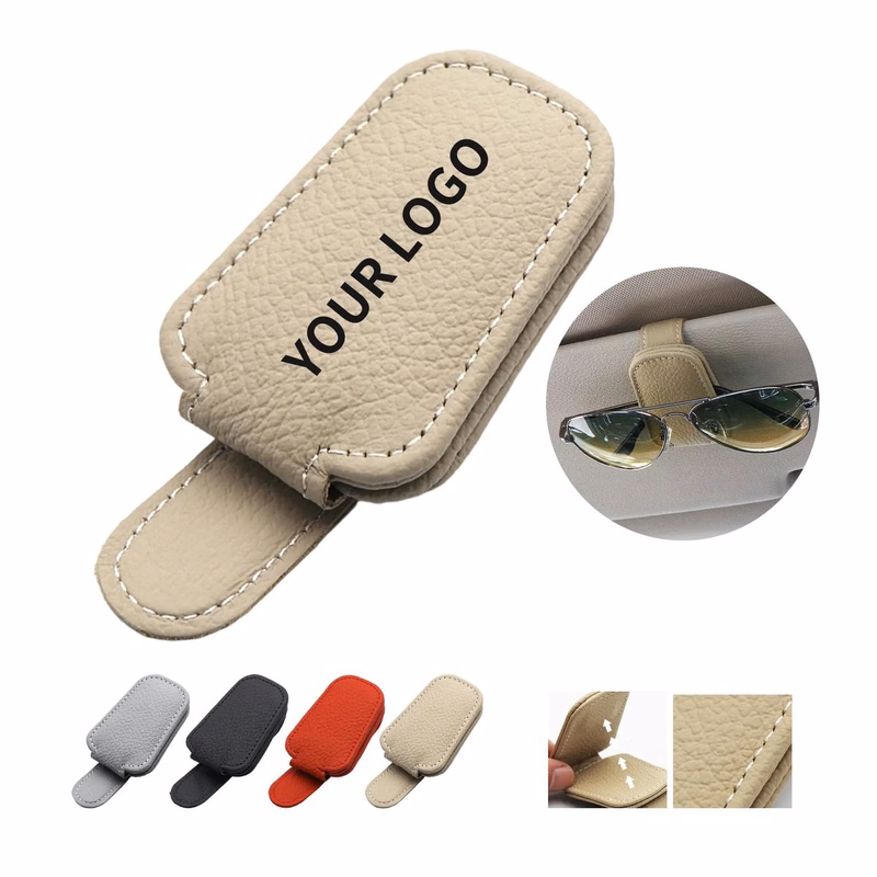 Compact Leather Clip for Sunglasses in Cars
