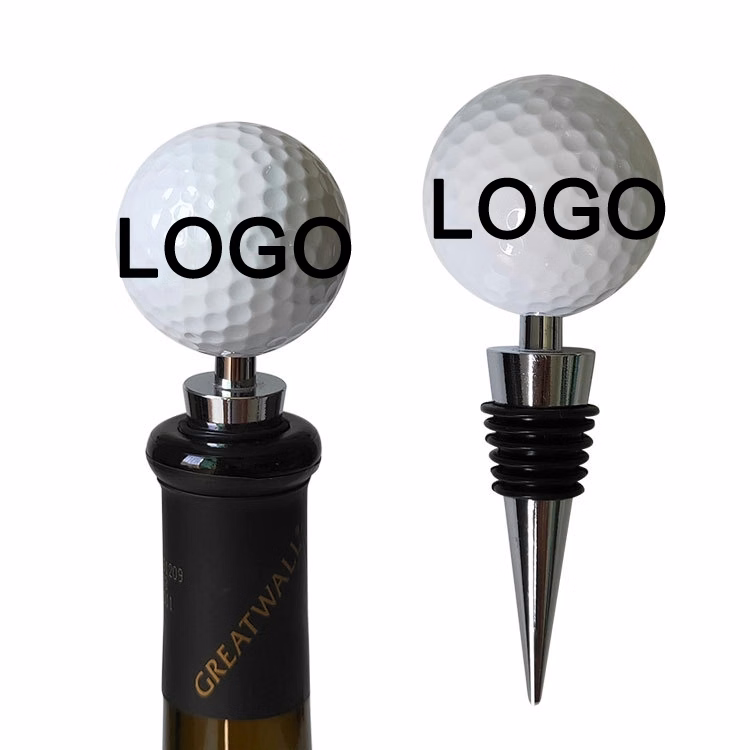 Custom Gift Alloy 6/2 O-rings Golf Shaped Wine Stopper
