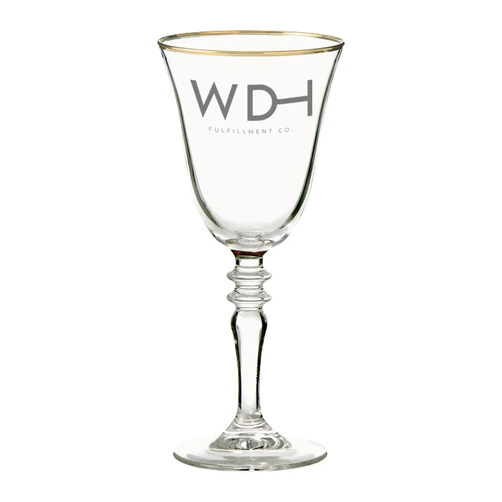 9oz. Gold Rimmed Long Stemmed Wine Glass 1