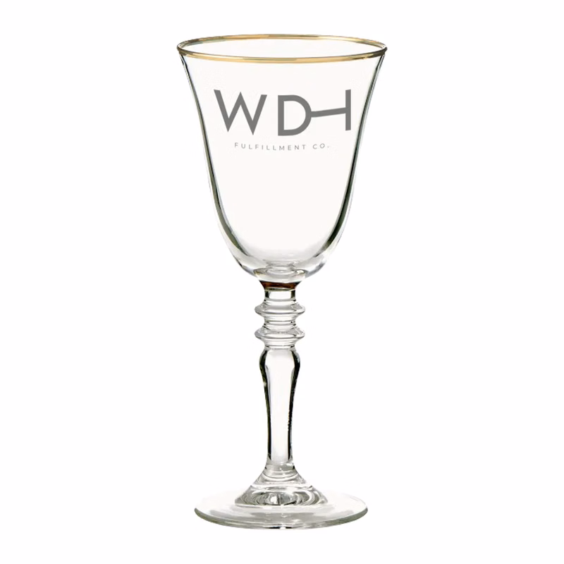 9oz. Gold Rimmed Long Stemmed Wine Glass