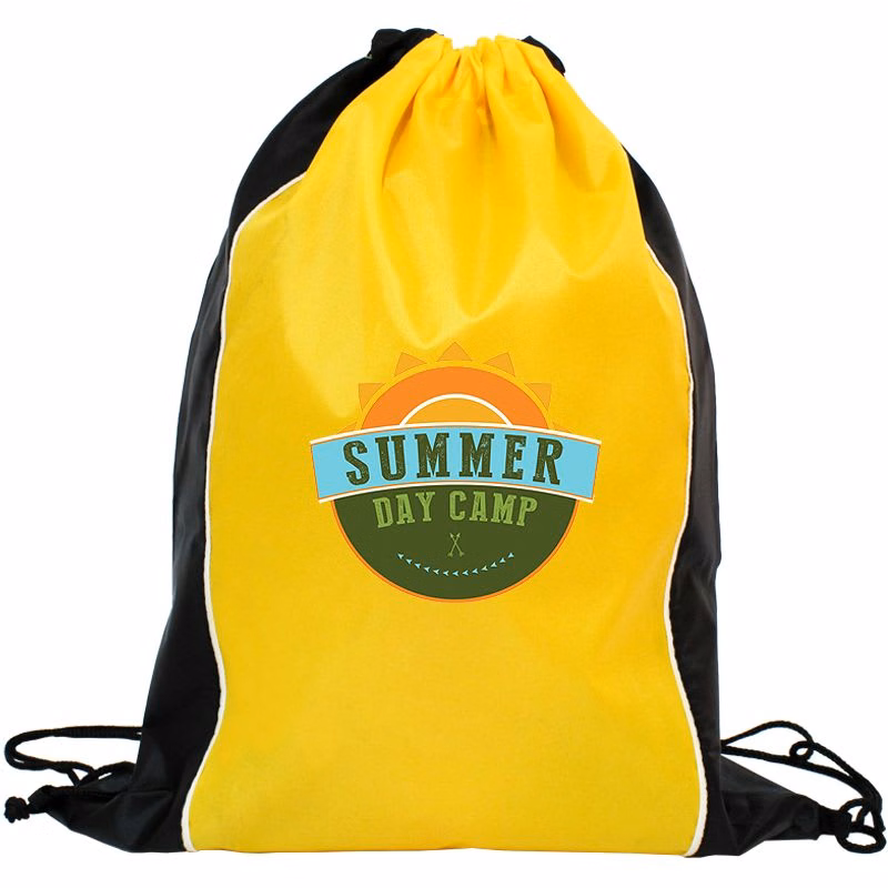 Two Tone Sided Drawstring Tote Bags