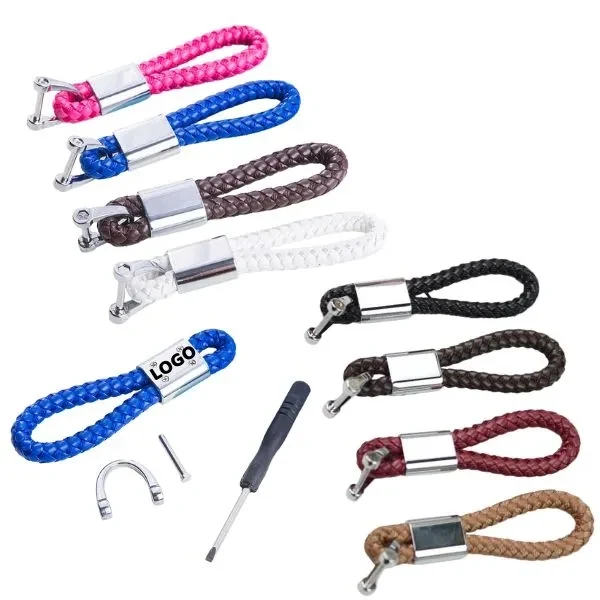 Leather Keychain Set with Braided 1