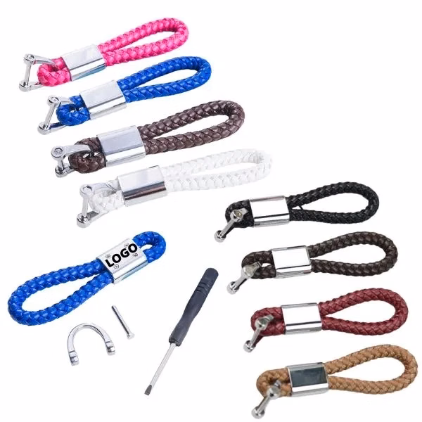 Leather Keychain Set with Braided