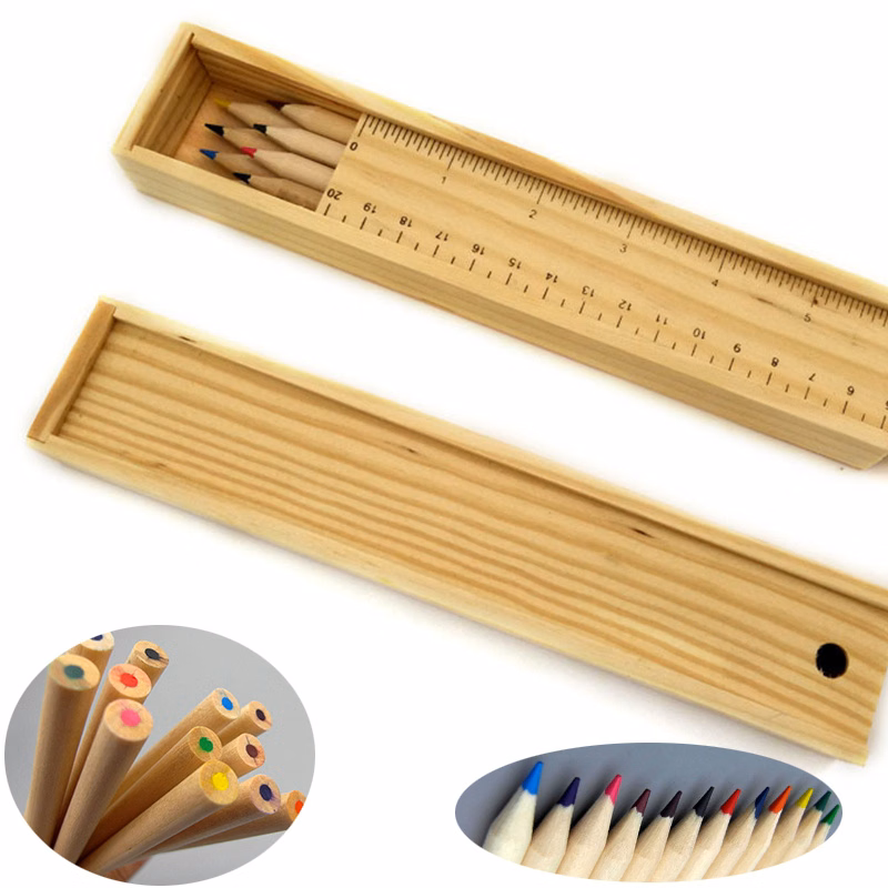 12-Piece Colored Pencils With Wooden Case