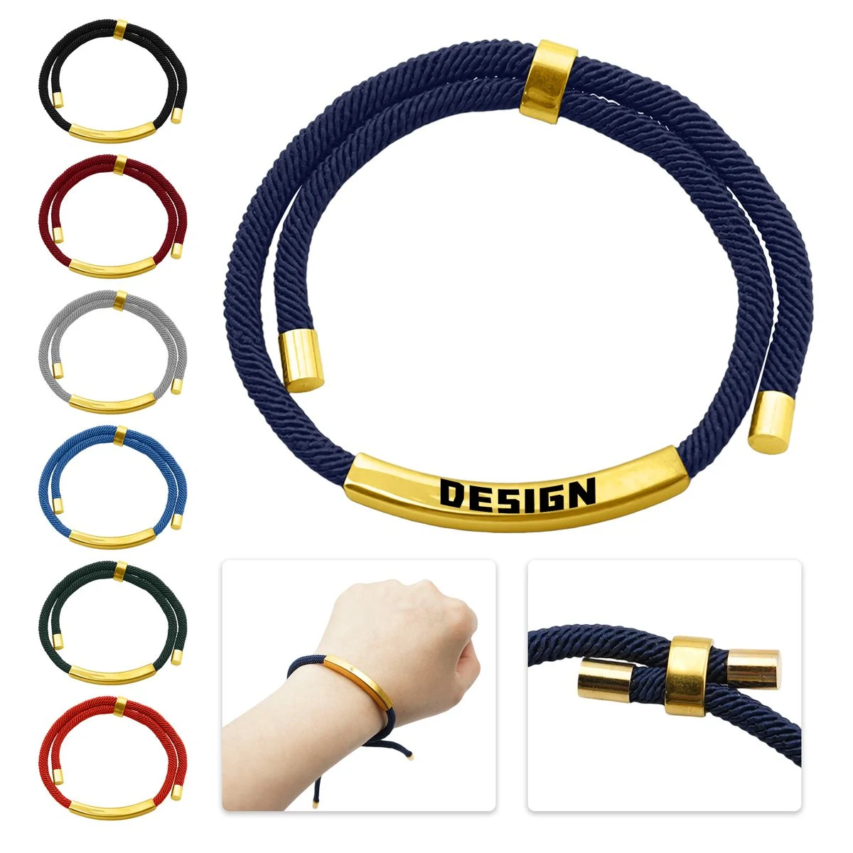 Elegant Gold Stainless Steel Rope Wristband 1