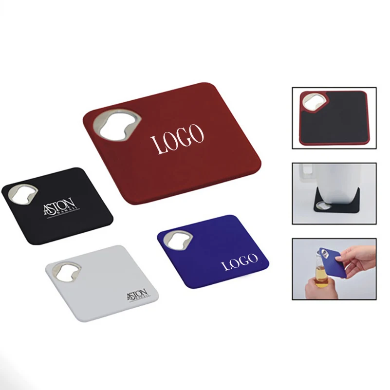 Square Bottle Opener with Coaster 1