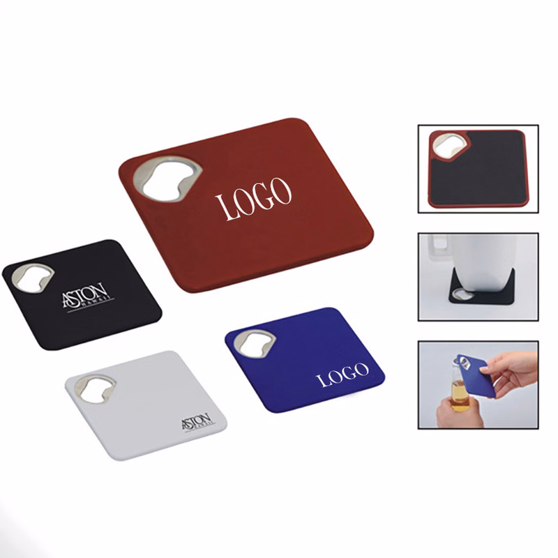 Square Bottle Opener with Coaster