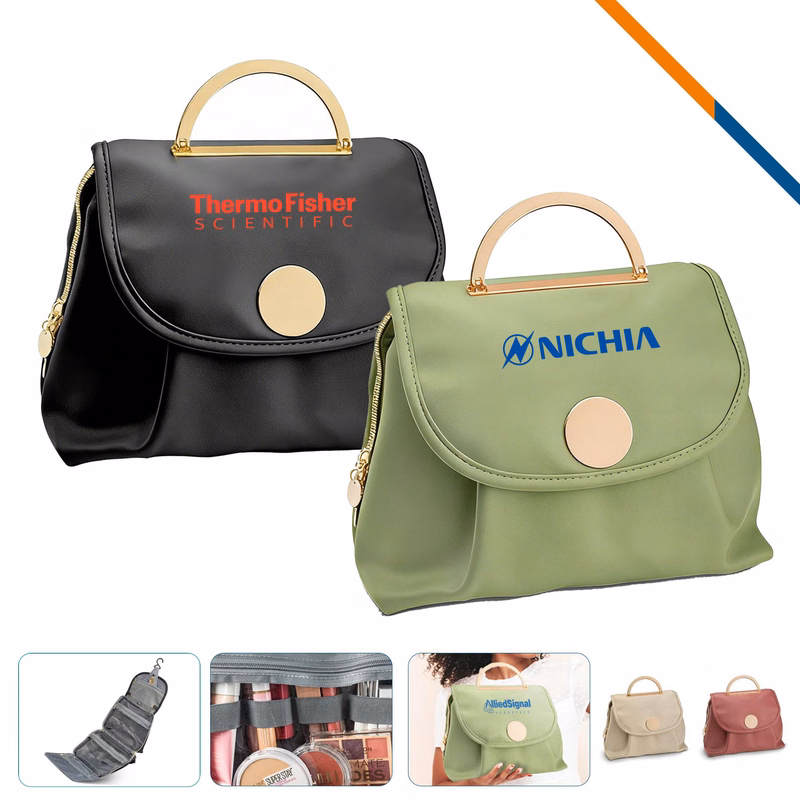 Selax Foldable Hanging PU Leather Cosmetic Bag