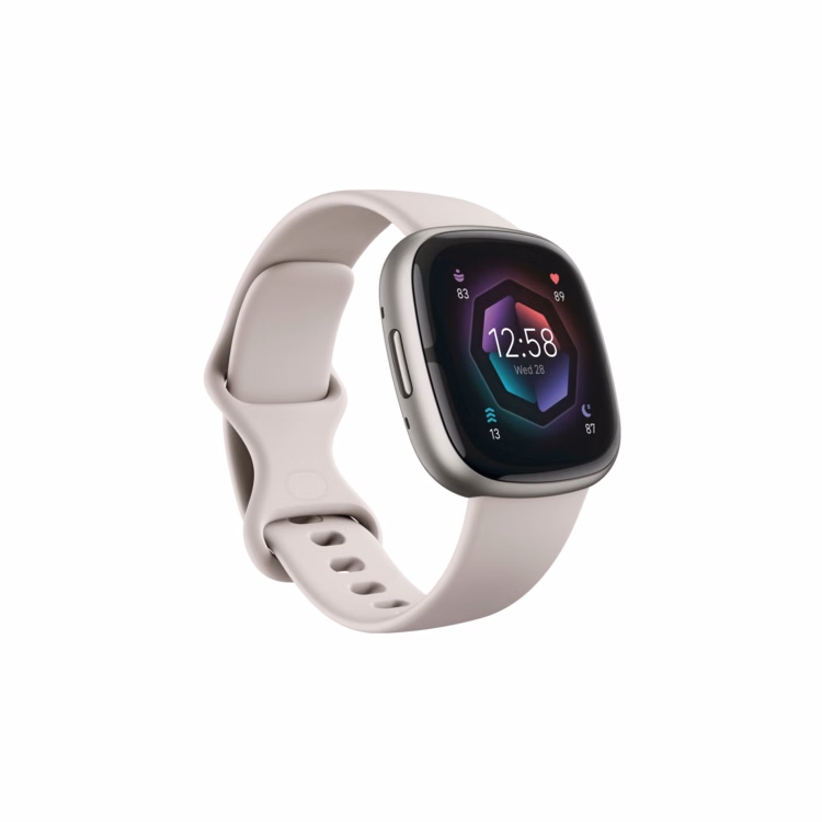 Fitbit Sense 2 Smartwatch - Lunar White/Platinum Aluminum