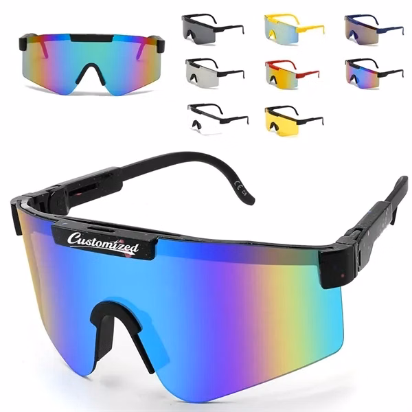 Custom Sporty Wide-Lens Shield Sunglasses 5.79" — Active Lifestyle Sports Essential
