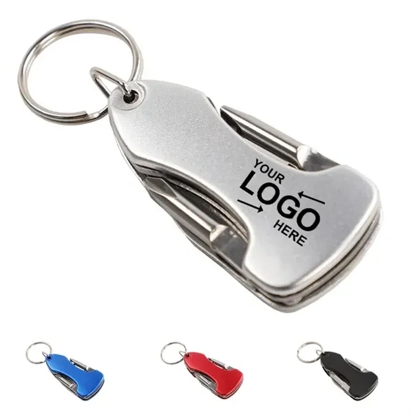 Custom Stainless Steel 6-in-1 Multi-Tool Keychain with LED — Outdoor & Emergency Preparedness 1