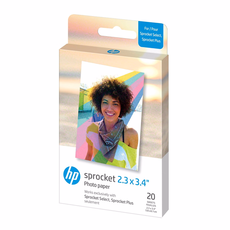 HP Sprocket 2.3 x 3.4 Premium Instant Zink Sticky Back Photo Paper (20 Sheets) Compatible with HP...