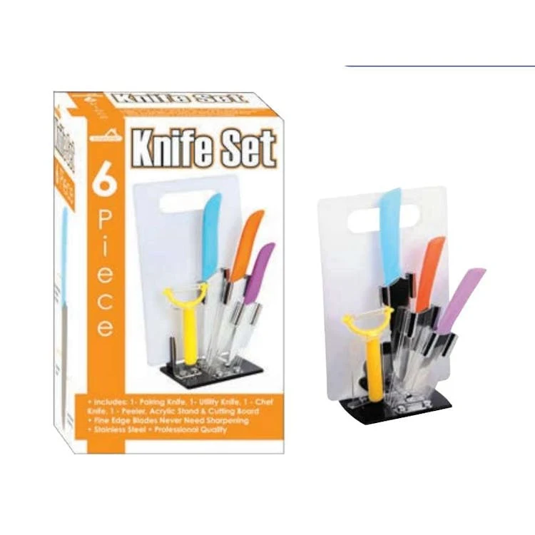 6-Piece Knife Sets with Cutting Board and Stand 1