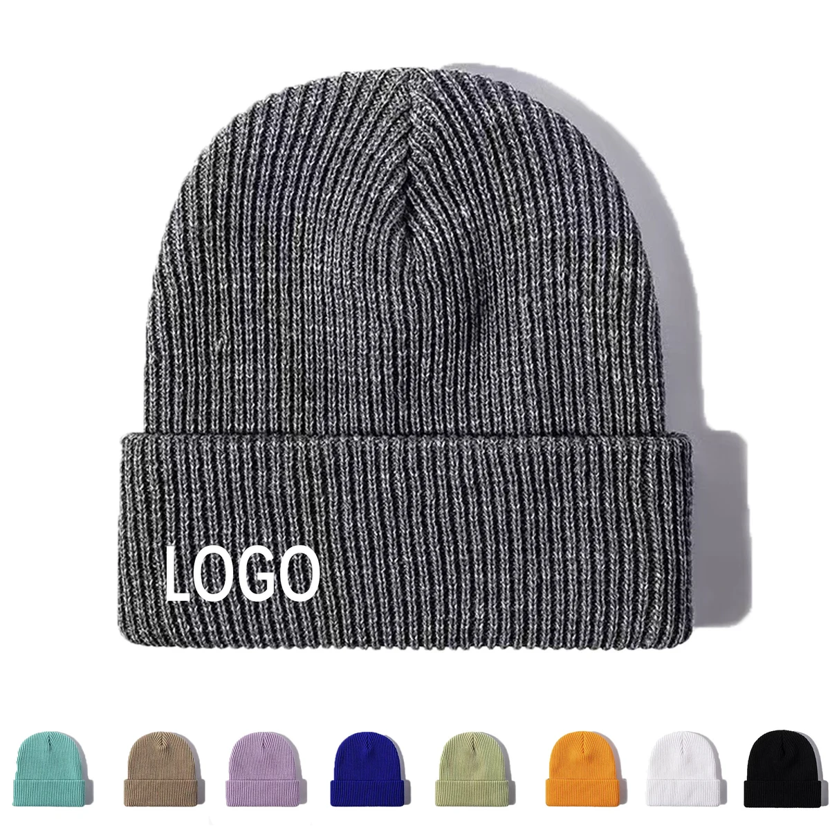 MOQ10 Embroidered Knitted Hat Acrylic Warm Beanie 1