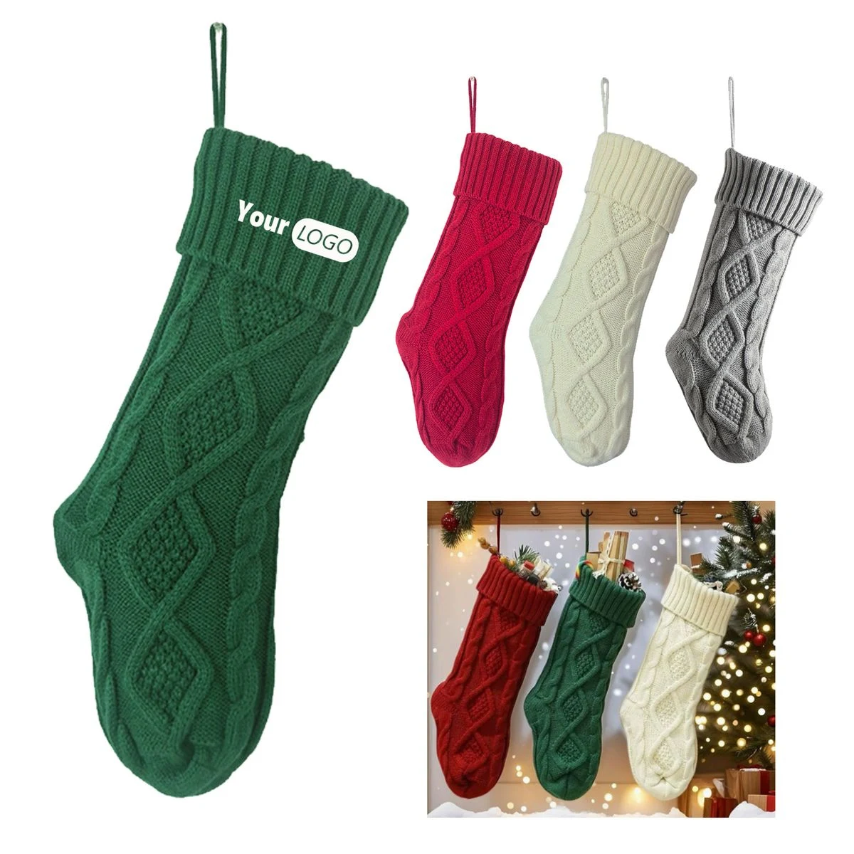 Knitted Christmas Stocking 18.1 Inch For Holiday Wall Displa 1
