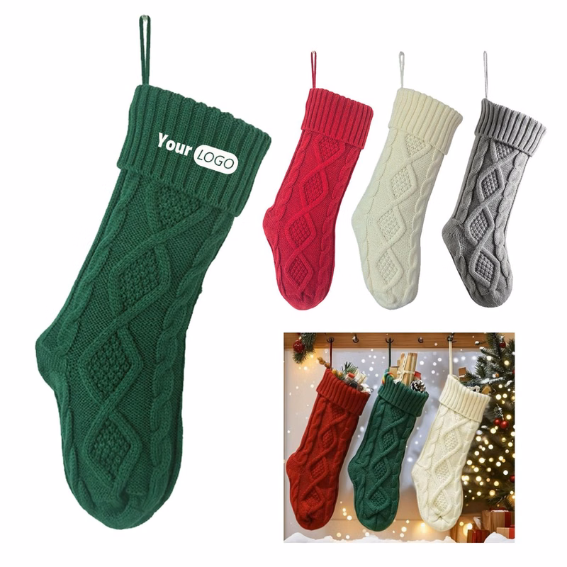 Knitted Christmas Stocking 18.1 Inch For Holiday Wall Displa