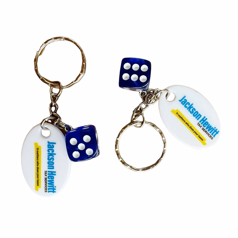 Dice Keychain with Custom Tag