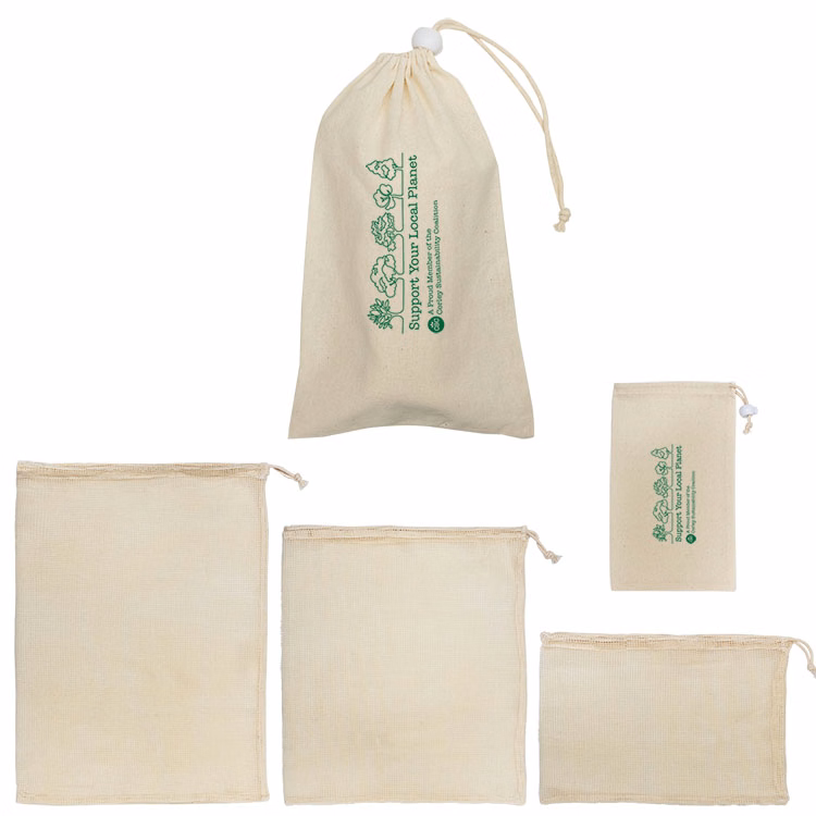 Reusable Cotton Mesh Produce Bag Set