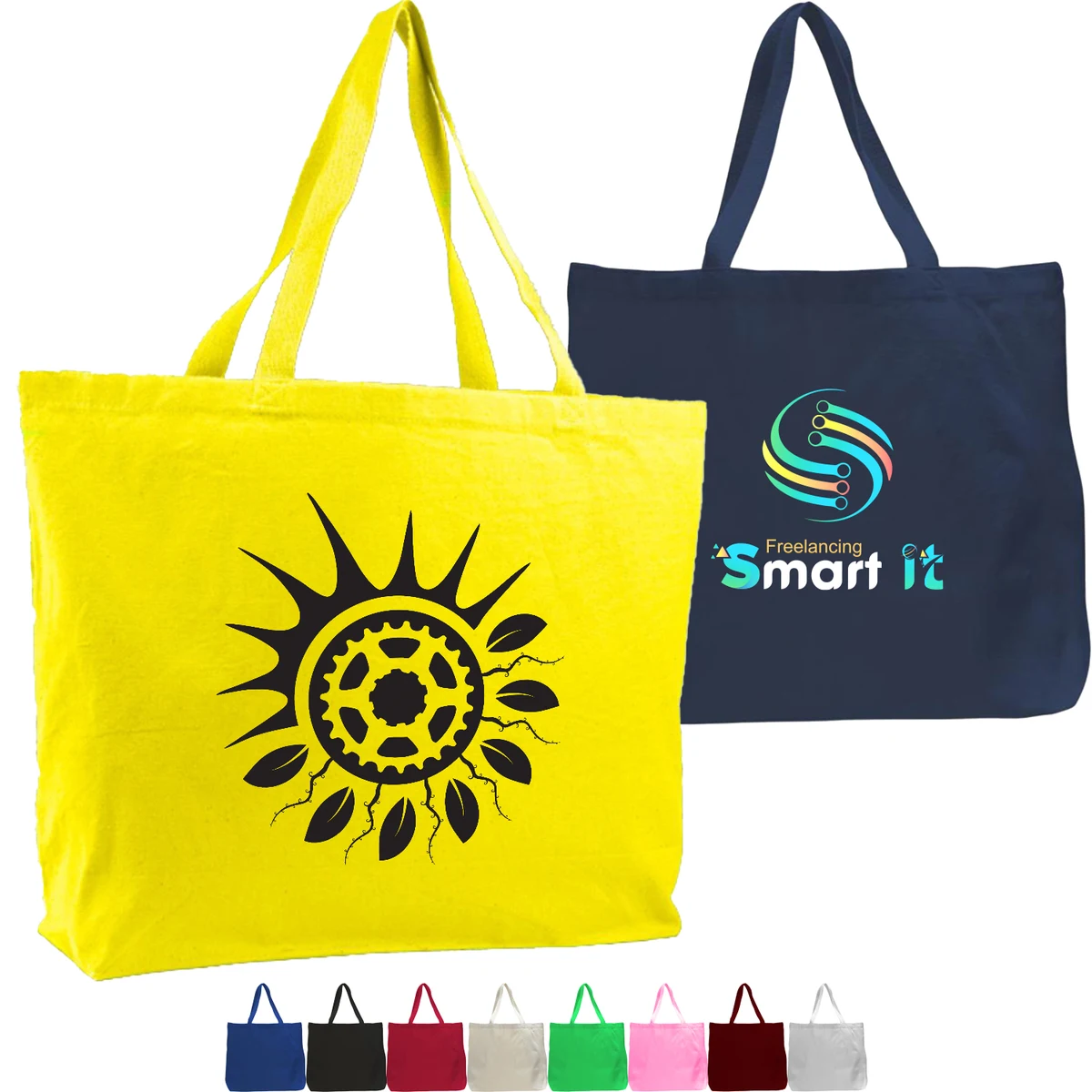 Cotton Canvas Jumbo Tote Bag with Long Handles USA Decorated (20" x 15"), custom tote bag with logo imprint 1