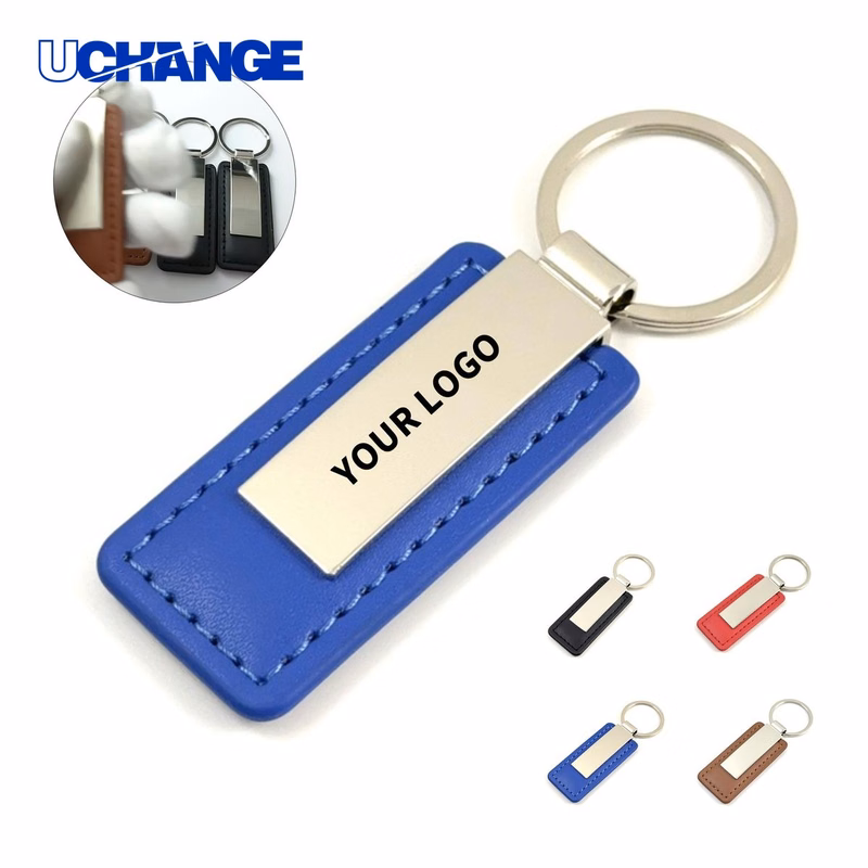 Leatherette Keychain with Metallic Finish Design