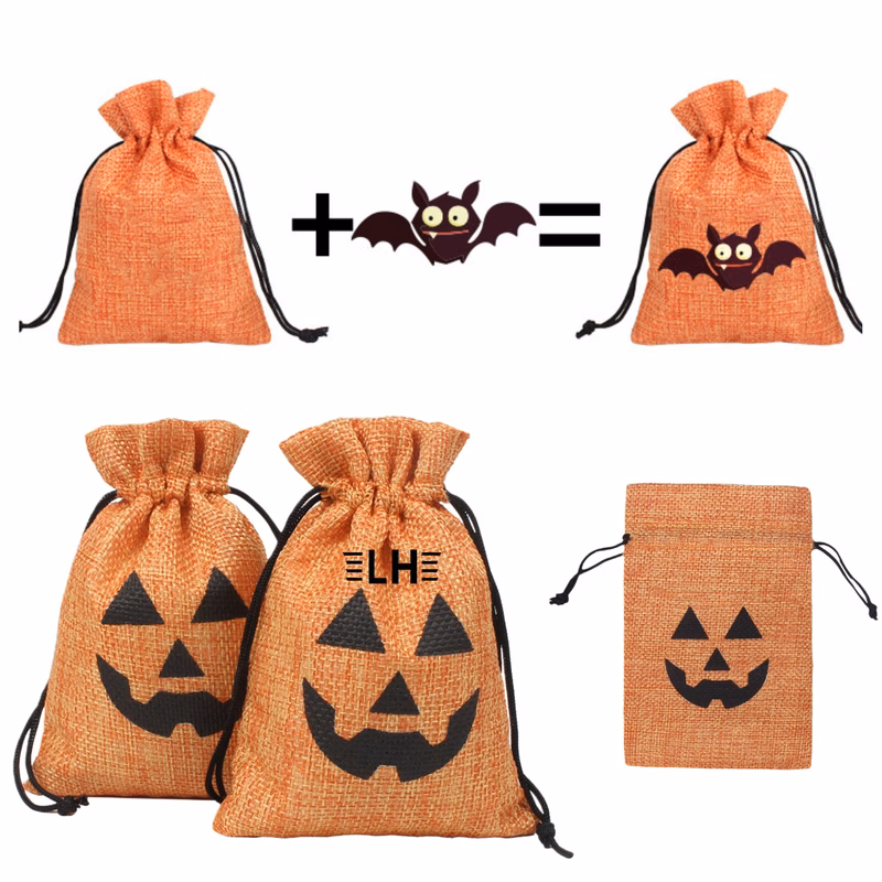 Halloween Burlap Drawstring Candy Bag