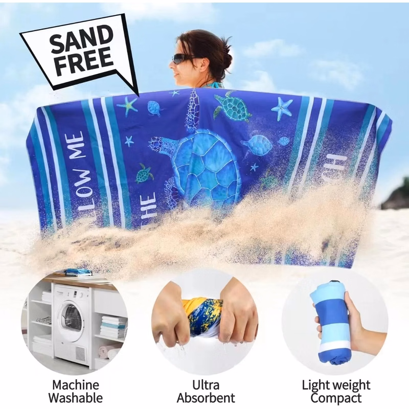 Microfiber Beach Towel Fast Drying, 36" x 30"