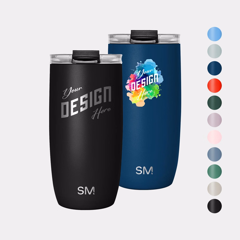16 oz Simple Modern® Stainless Steel Double-Walled Insulated Voyager Tumbler with Clear Flip Lid & Straw