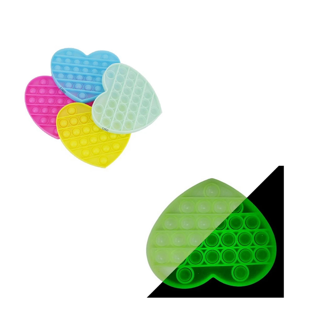 Heart Shape Noctilucence Bubble Sensory Fidget Toy 1