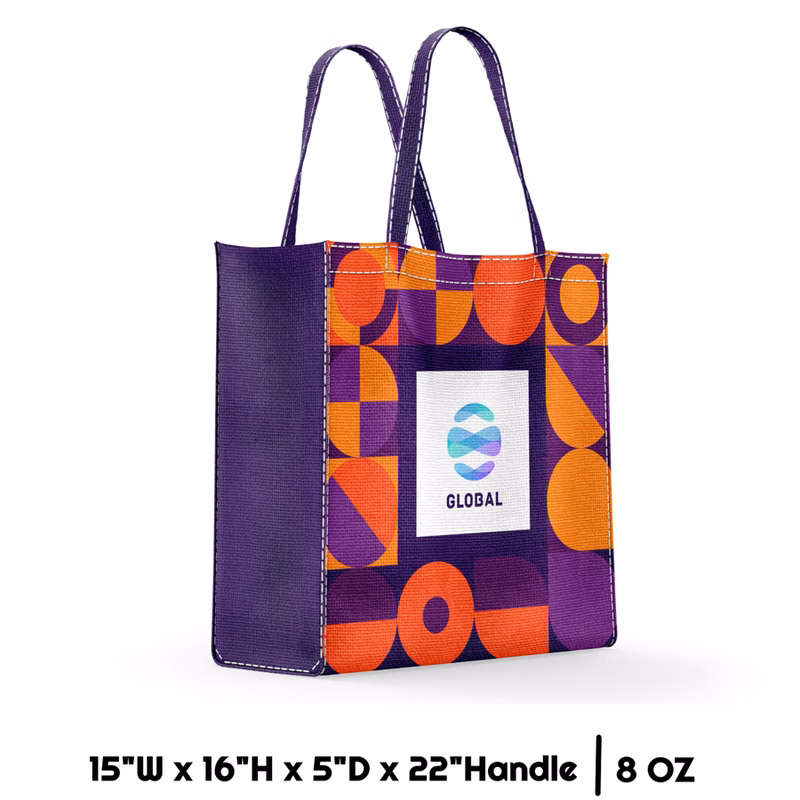 Sublimation 8 oz Poly Canvas Tote Bag - 15"W x 16"H x 5"D x