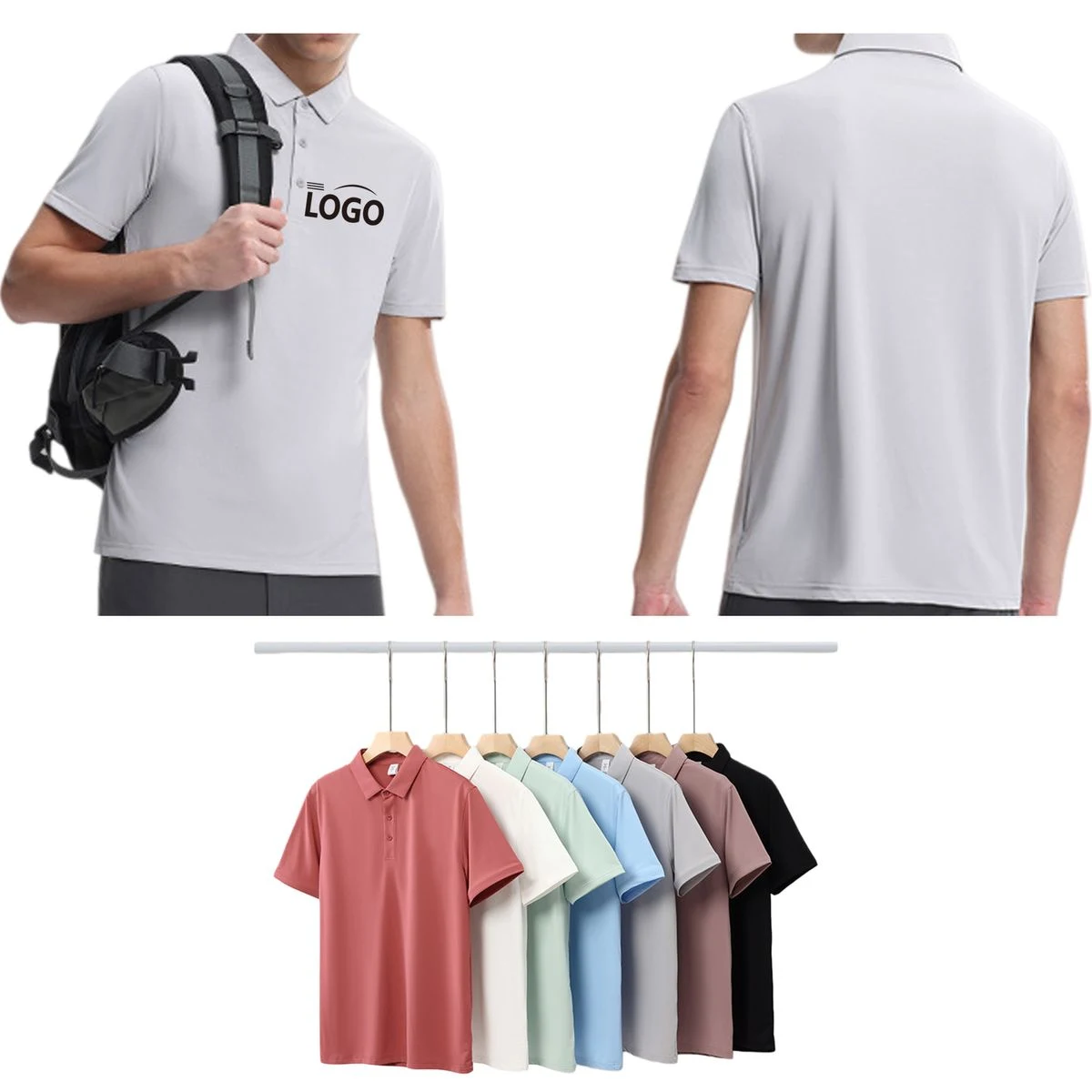Polyester Polo Shirt Breathable Sports-style Men's T-shirt 1