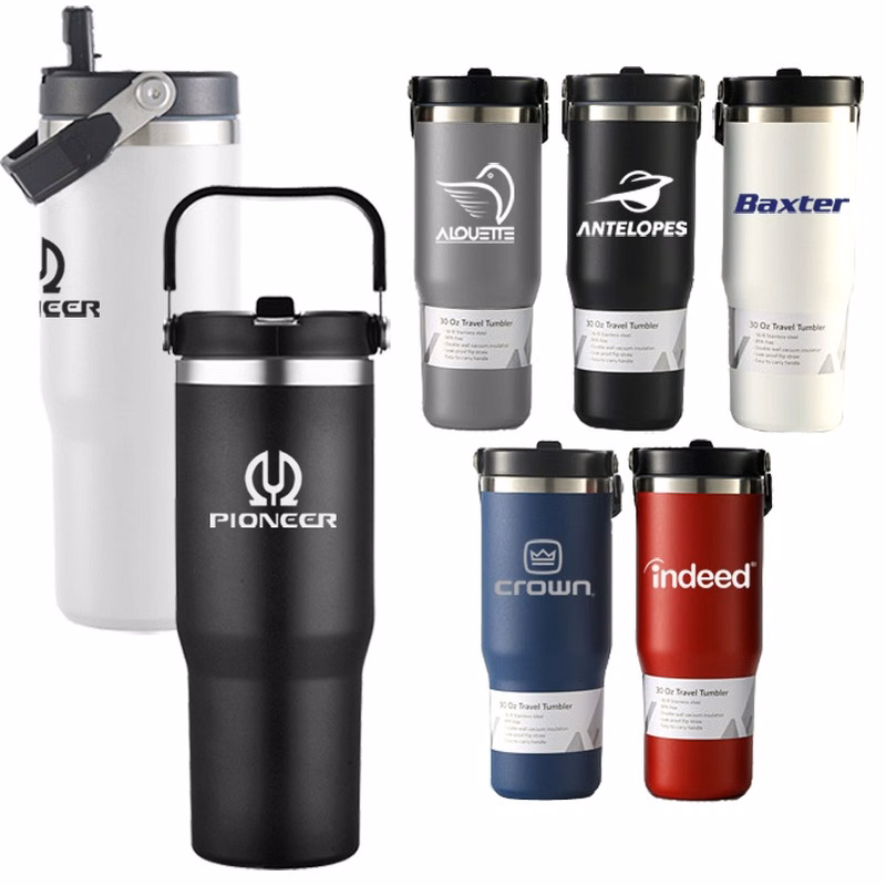 30 oz. Flip Straw Stainless Steel Double-walled Tumbler