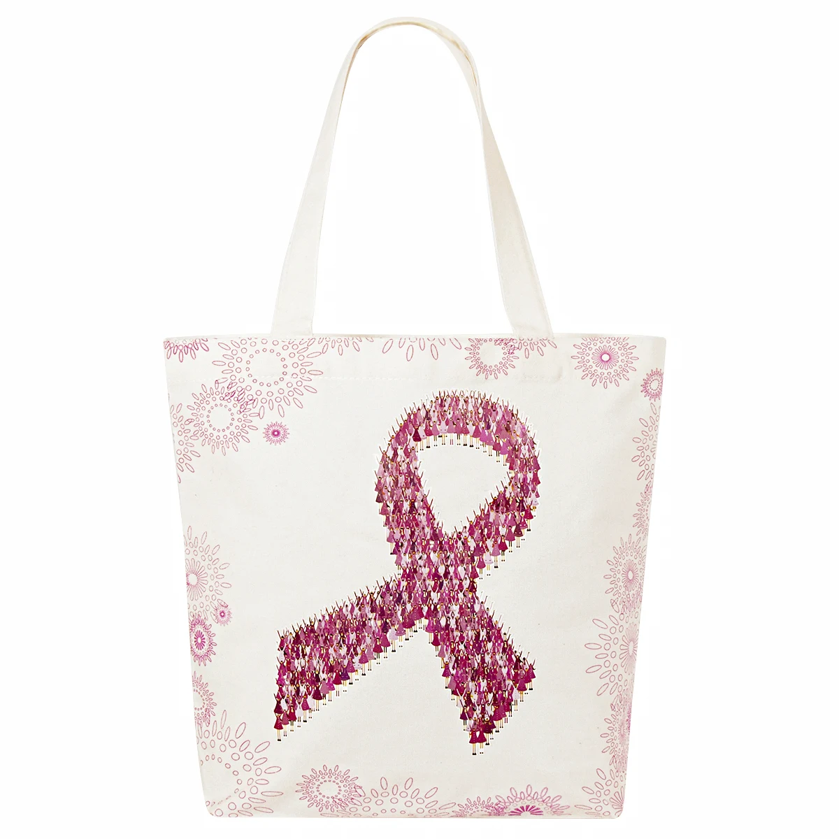 8 Oz. Custom Semi-Bleached Cotton Canvas Awareness Tote Bag (15"x13"x4) 1