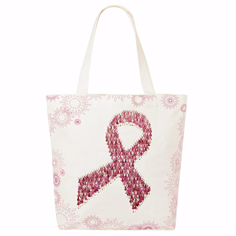 8 Oz. Custom Semi-Bleached Cotton Canvas Awareness Tote Bag (15"x13"x4)