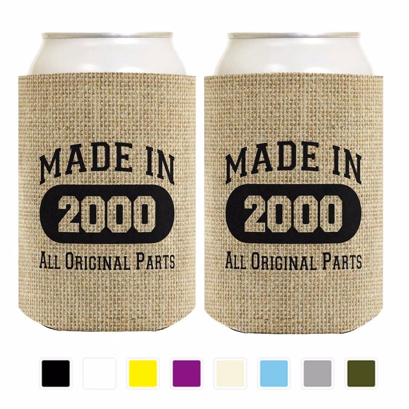Burlap Neoprene Slim Can Coolie