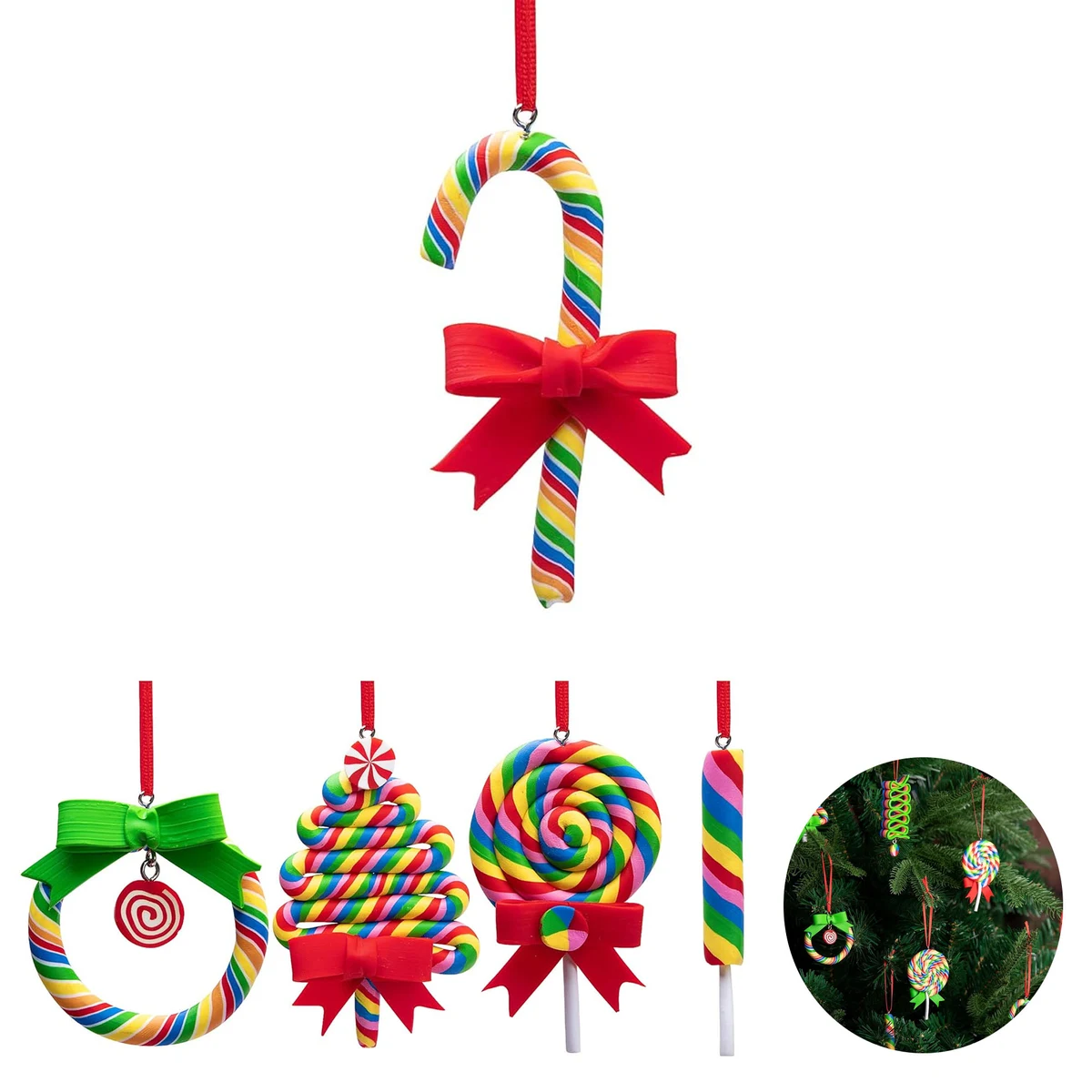 Christmas Rainbow Lollipop Hanging Ornaments 1