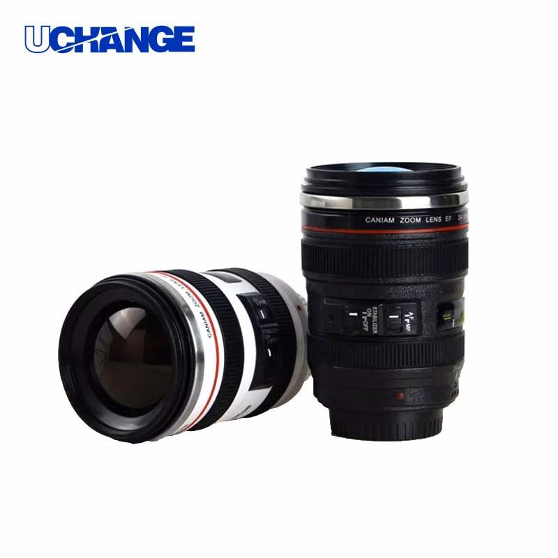 Stainless Steel Camera Lens Coffee Mug with Lid for Office and Home
