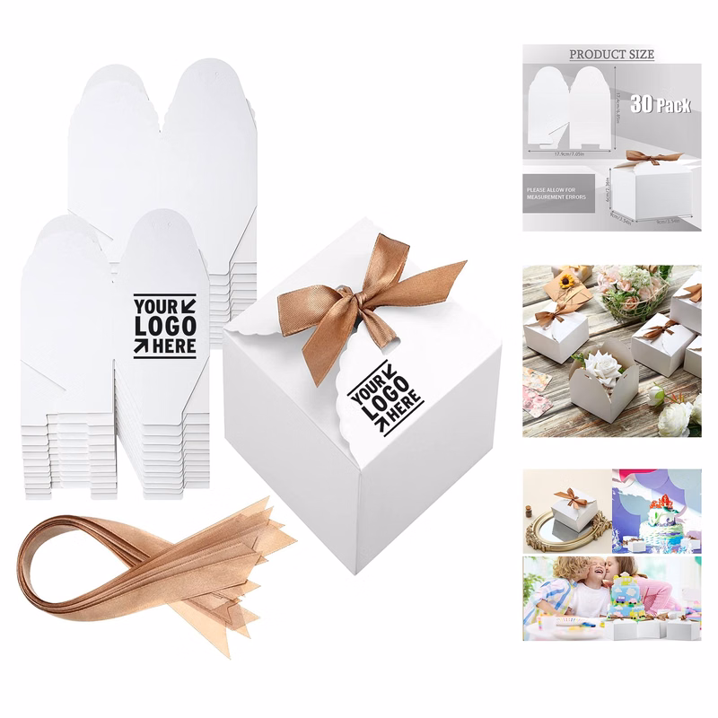3.5 x 3.5 x 2.4 Inch Wedding Small Gift Boxes with Bow Bulk