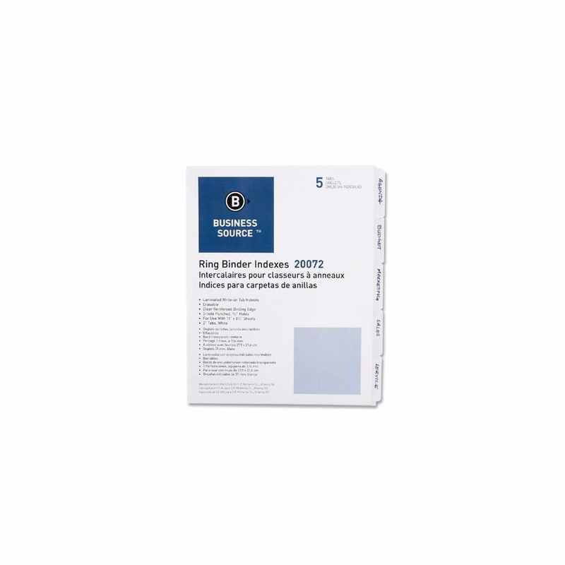 Index Dividers - 5 Tabs Erasable White