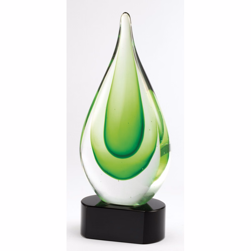 9.25" Green Teardrop Art Glass