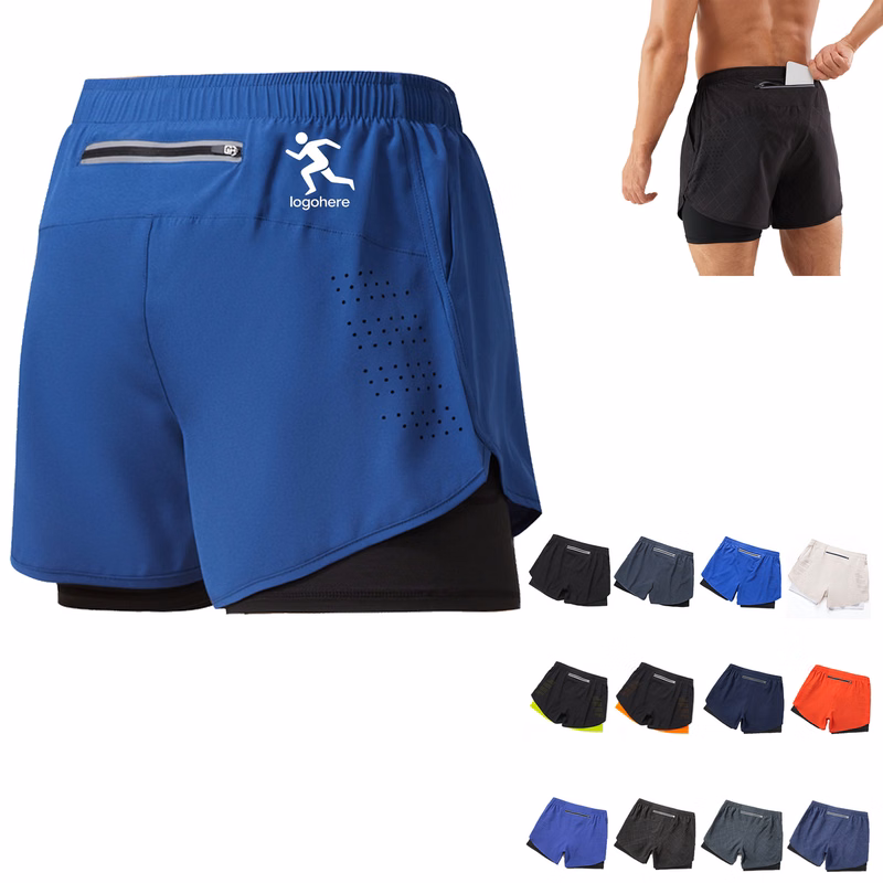 Premium Men's Compression Shorts 2 in 1 with Mesh Outer Layer