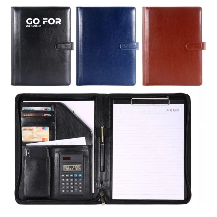 All-in-One Luxury Business Leather Zippered Padfolios Set 1