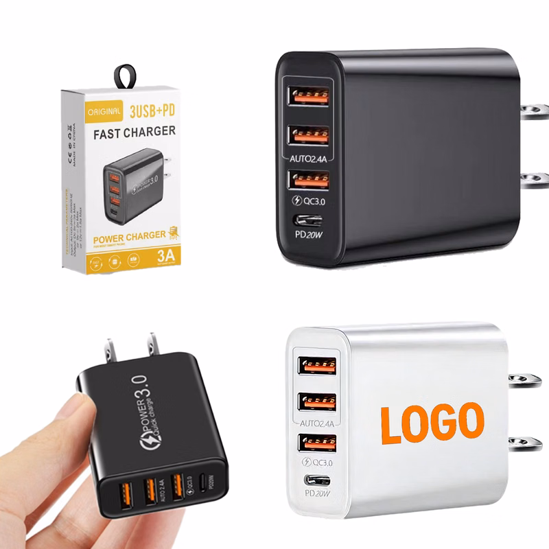 US Wall Adapter With USB-C PD20W and Triple USB Fast Ports