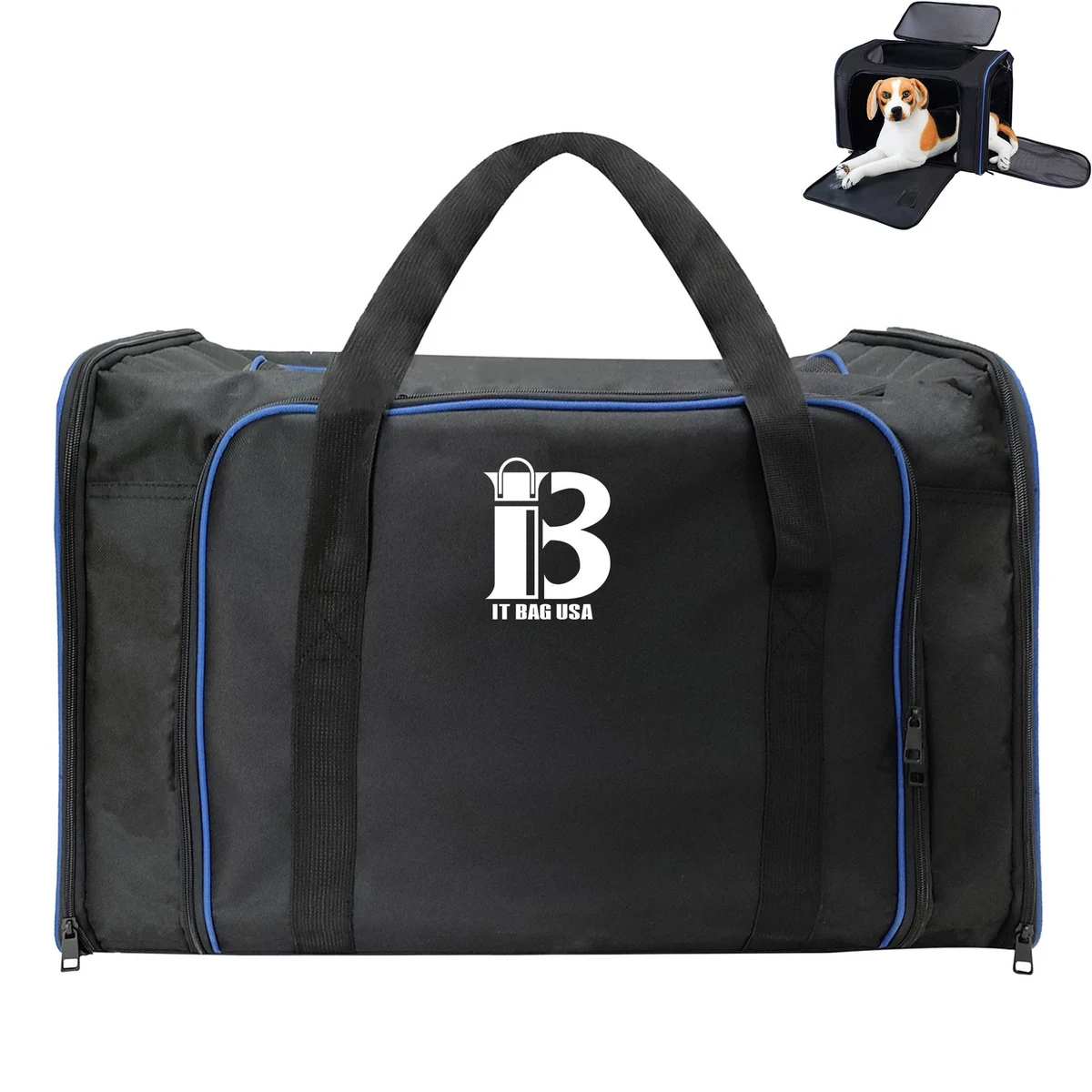 Oxford Large Collapsible Travel Puppy Cross-body Bag Black 1