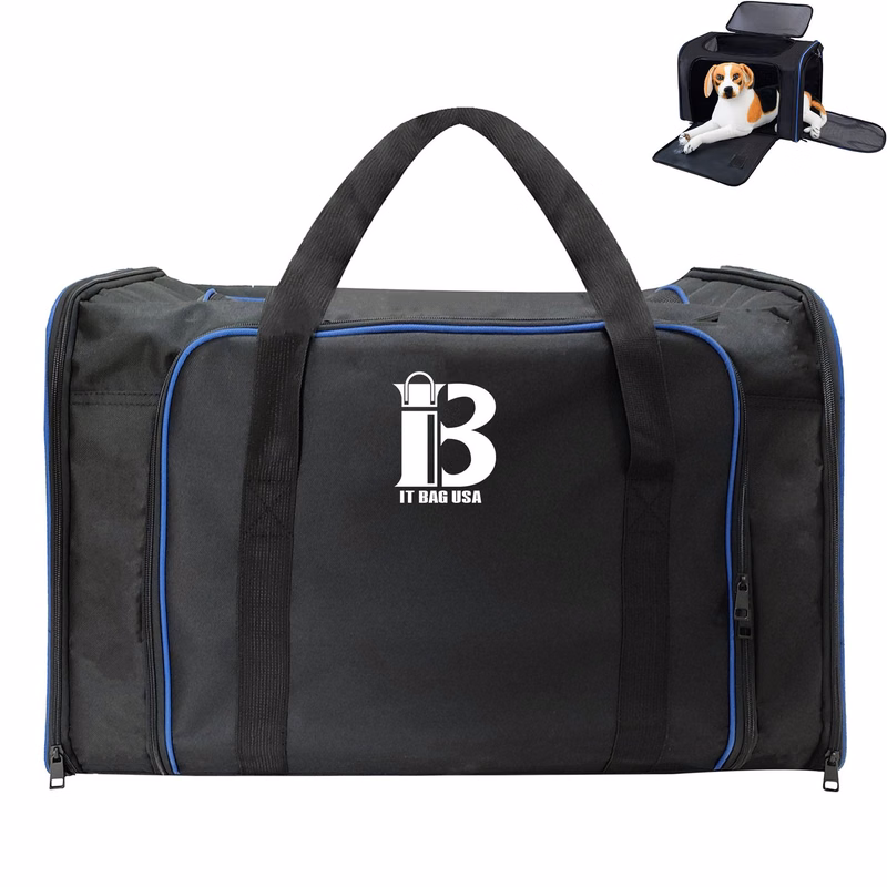 Oxford Large Collapsible Travel Puppy Cross-body Bag Black