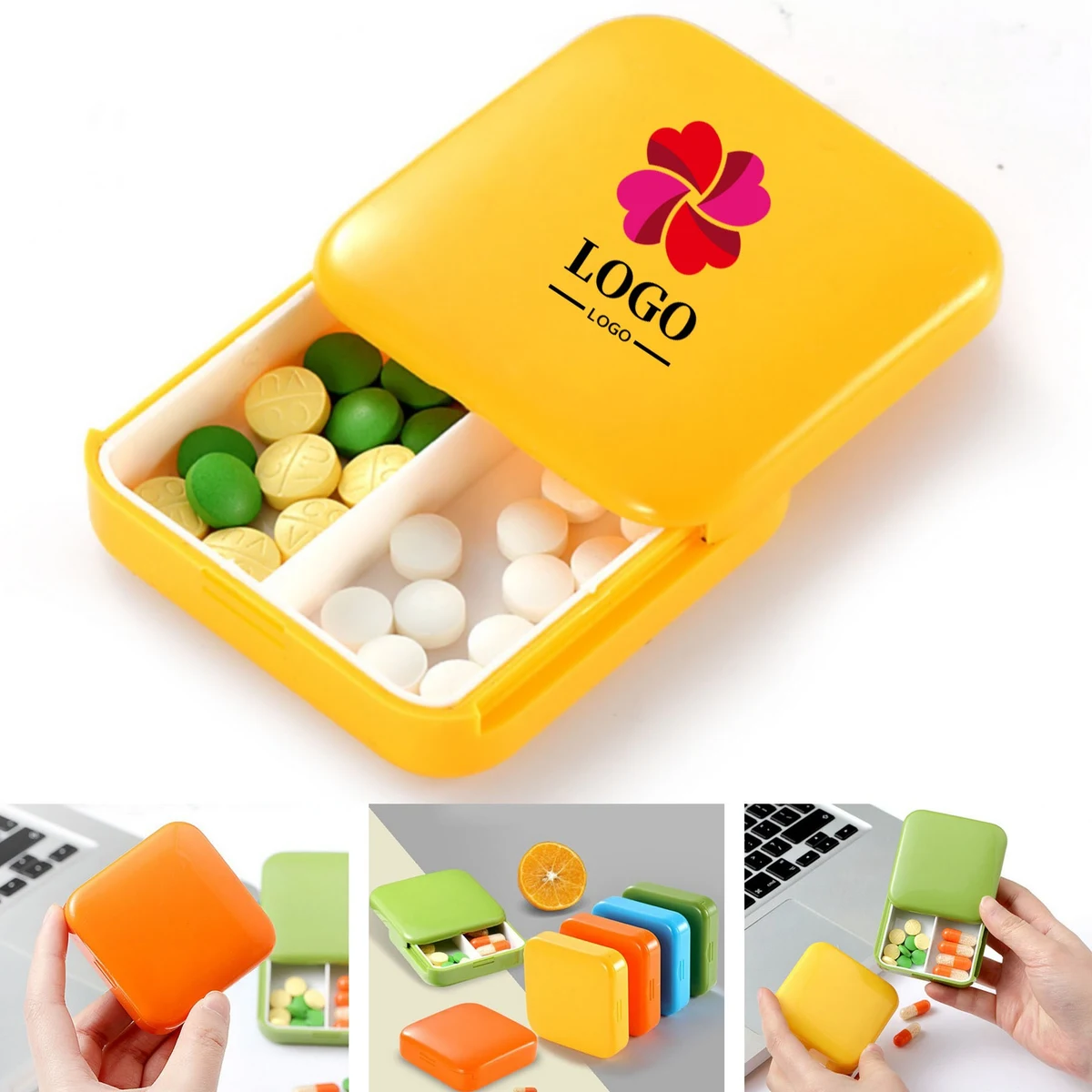 Travel Daily Pill Organizer 2 Compartments Pill Container 1
