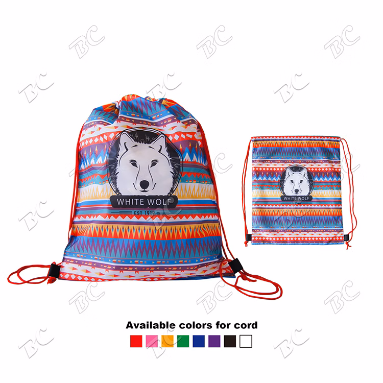 Free shipping 14" x 17" 210D polyester Fully Sublimated Back Sack