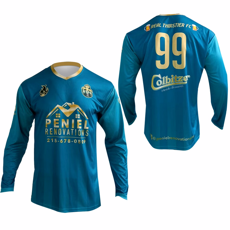 Men's Soccer V-Neck LS Pinhole Mesh Jersey