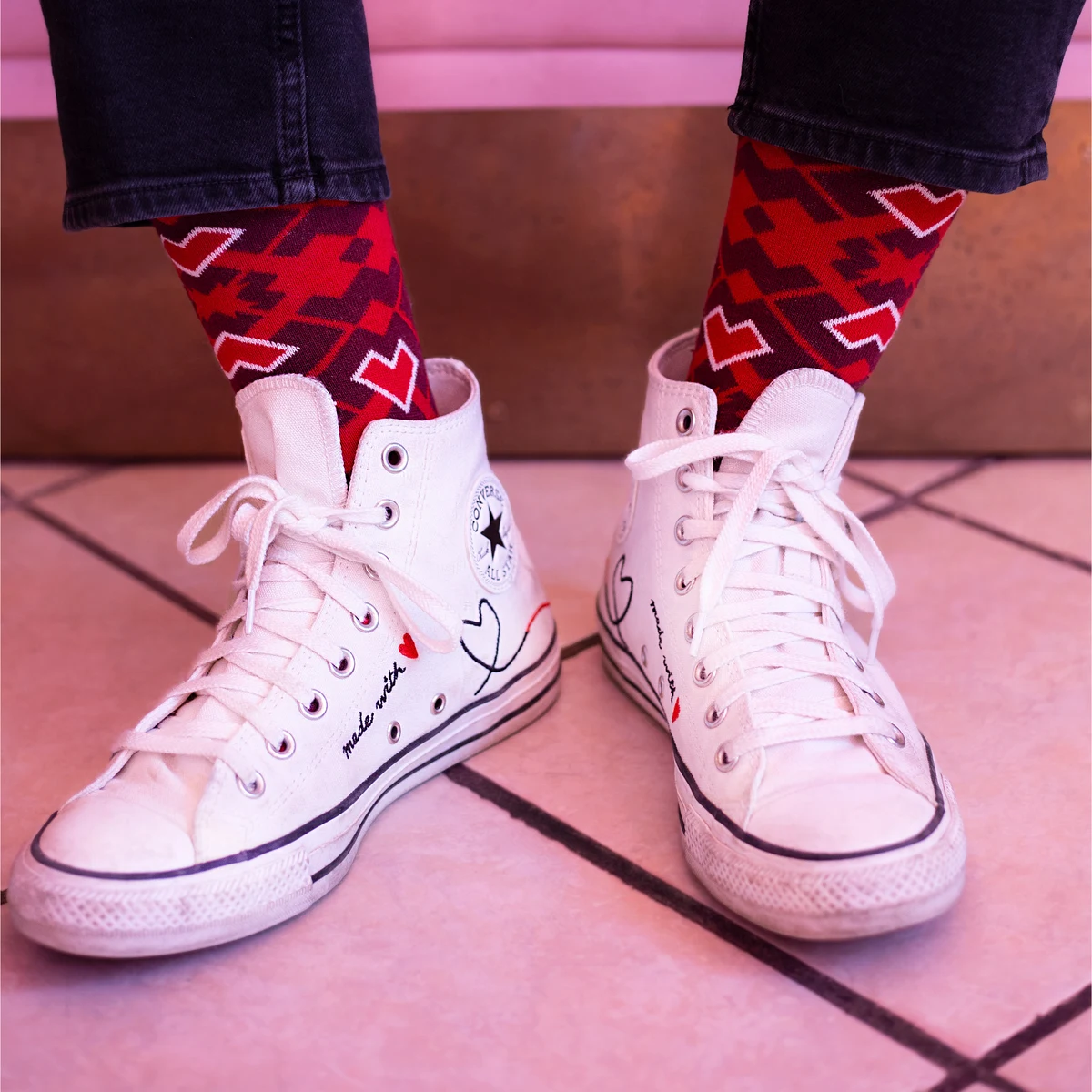 Athletic VALENTINES Day Socks - Love Your Feet with Heart-Themed Performance Wear - American Made 1