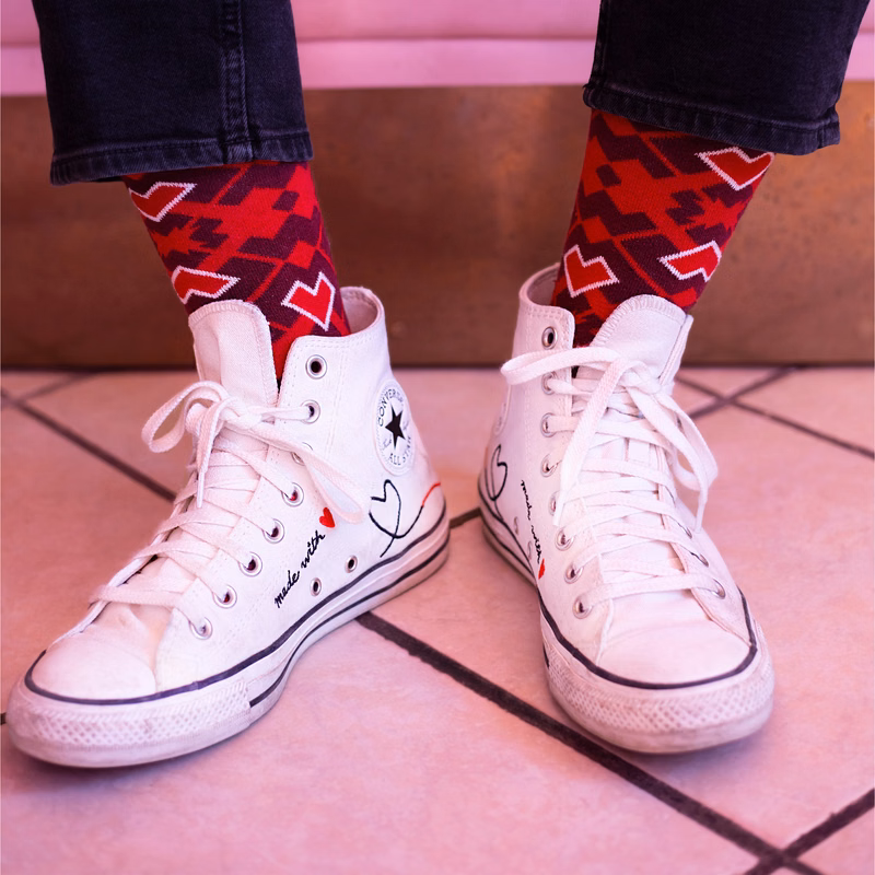 Athletic VALENTINES Day Socks - Love Your Feet with Heart-Themed Performance Wear - American Made