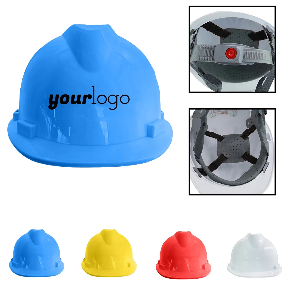 Adjustable Full Brim Construction Hard Hat with Suspension and Ventilation 1